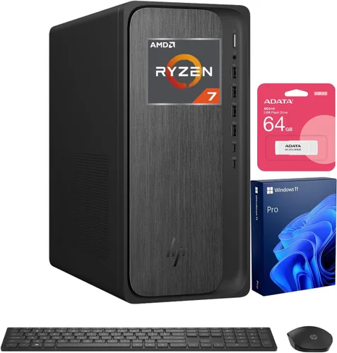 HP OmniDesk M02 Tower Desktop para profesionales, AMD Ryzen 7 8700G Rendimiento para productividad y multitarea, 16 GB DDR5 RAM, 1 TB SSD, W11P, KB