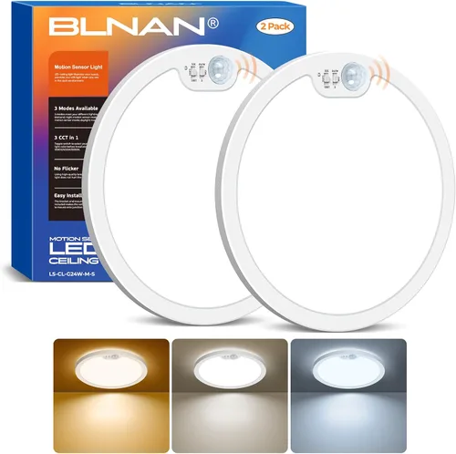 Miniatura 12 de BLNAN Lámpara de techo con sensor de movimiento con cable, 8.7 pulgadas, 3000 K, 4000 K, 5000 K, seleccionable, lámpara LED de montaje empotrado