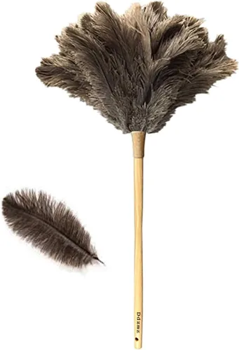 Miniatura 9 de Plumero de avestruz para limpiar plumeros con asa, plumero de mano Ddzmz con plumas naturales esponjosas auténticas, plumero reutilizable
