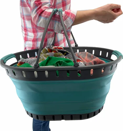 Miniatura 7 de SAMMART Cesta plegable de plástico para la ropa sucia de 25 litros (6.6 galones), contenedor de almacenamiento plegable y organizador, cesta