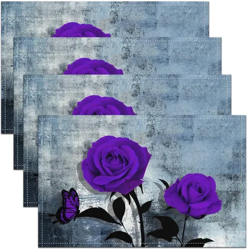 Miniatura 23 de Manteles individuales rústicos de margaritas para niños, adolescentes y jóvenes, manteles individuales retro florales antideslizantes, manteles