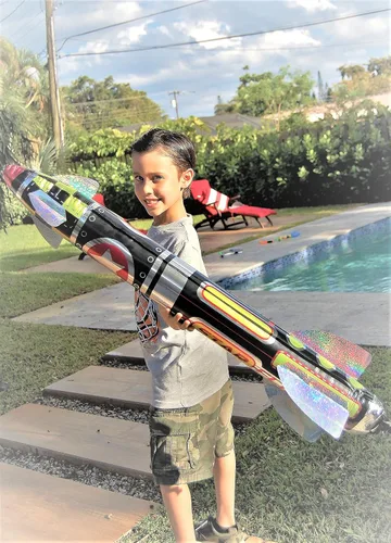 Miniatura 3 de JA-RU Juguete inflable gigante de 41 pulgadas (1 unidad), decoración de fiesta temática espacial para niños. Accesorios inflables para piscina.