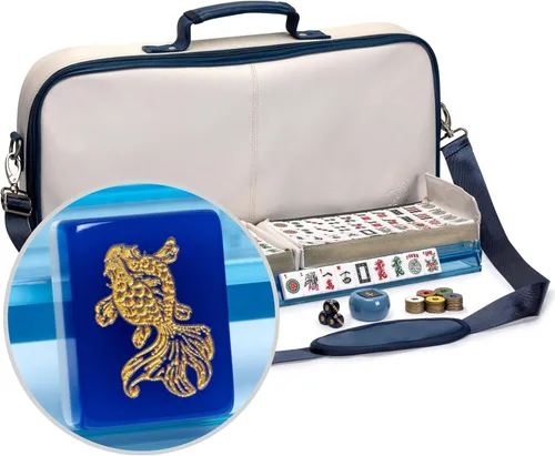 Miniatura 12 de Set de Mahjong Americano de Yellow Mountain Imports, Chinoise con Estuche de Terciopelo Suave - Soportes con Empujadores, Monedas de Puntuación