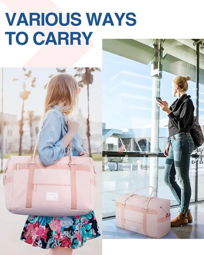 Miniatura 6 de BAGSMART Bolsa de viaje, rosa-2 piezas, Bolsa de viaje