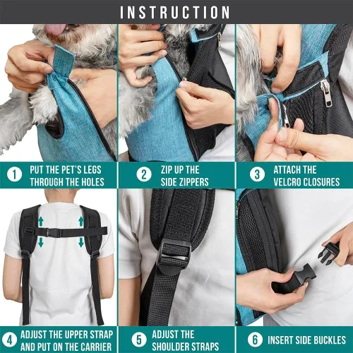 Miniatura 5 de PetAmi Mochila transportadora para perros, mochila transportadora frontal ajustable para mascotas y gatos, transportadora ventilada para el pecho