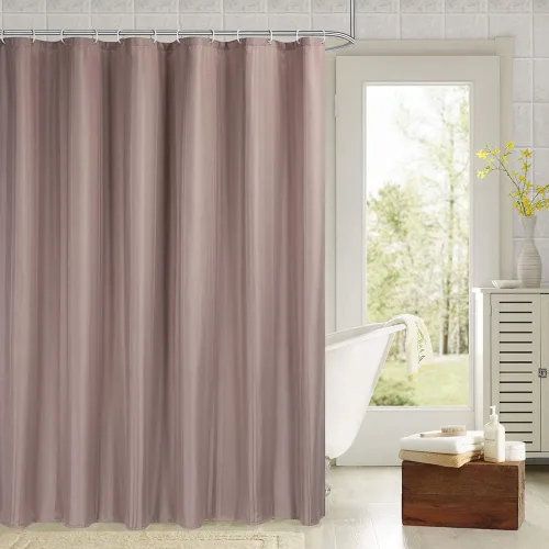 Miniatura 2 de Simple&Opulence Cortina de ducha de tela sólida con ganchos para baño, extralarga, 72 x 78 pulgadas, impermeable, lavable a máquina, juego