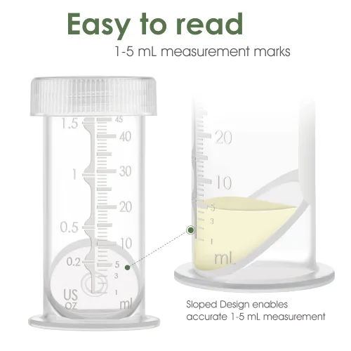 Miniatura 5 de Maymom Envase de 1.5 Oz Diseñado para Almacenamiento de Colostro y Leche; Tapas a Prueba de Fugas, Almacenamiento de Leche Materna en Congelador