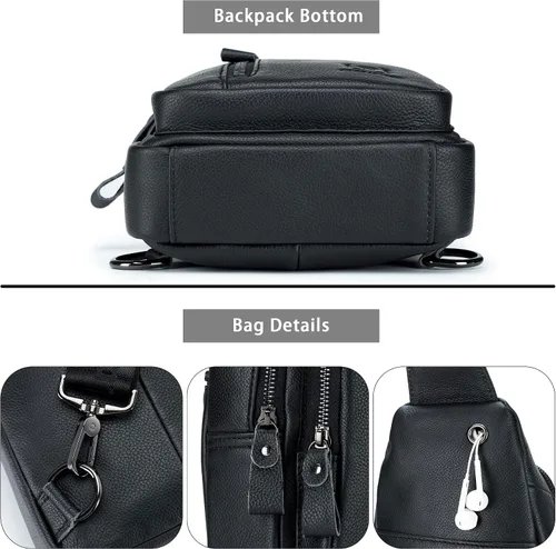 Miniatura 18 de LUKZIJAES Bolso bandolera de cuero genuino para hombre