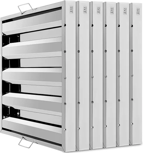 Filtros de campana de acero inoxidable 430 de 19.5 pulgadas de ancho x 19.5 pulgadas de alto, filtros de campana comercial de 4 ranuras, filtro de