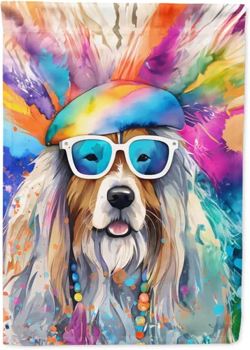 Miniatura 82 de Caroline's Treasures DAC2448GF - Bandera de jardín con diseño de perro afgano hippie Dawg, bandera decorativa para patio exterior, patio, obras