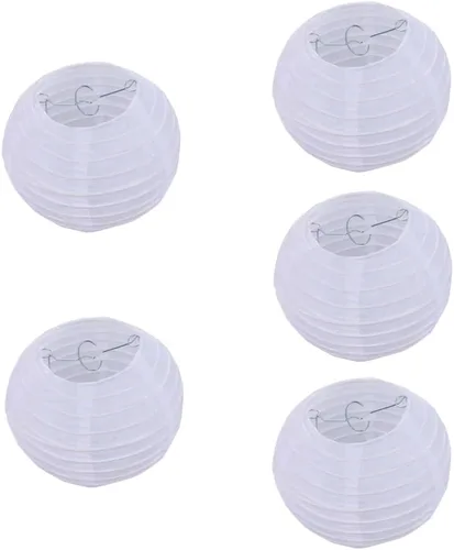 Miniatura 2 de 5 linternas de papel blanco decorativas redondas colgantes para decoración de bodas, cumpleaños, festivales, decoración del hogar (6 pulgadas)