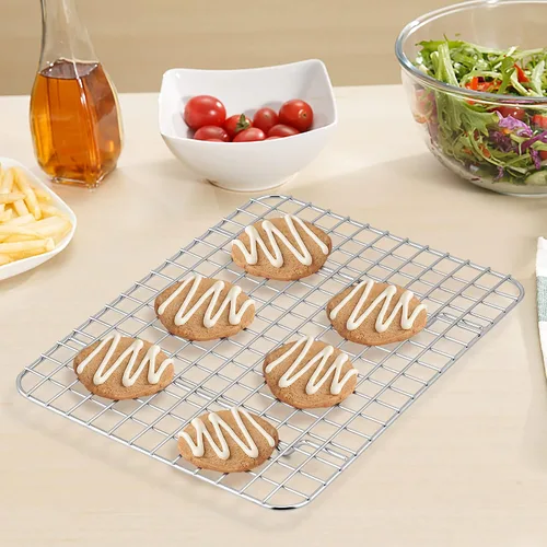 Miniatura 4 de TeamFar Juego de 2 mini rejillas de enfriamiento, acero inoxidable 8.75'' x 6.25'' rejilla de parrilla para horno tostador para hornear, asar, asar