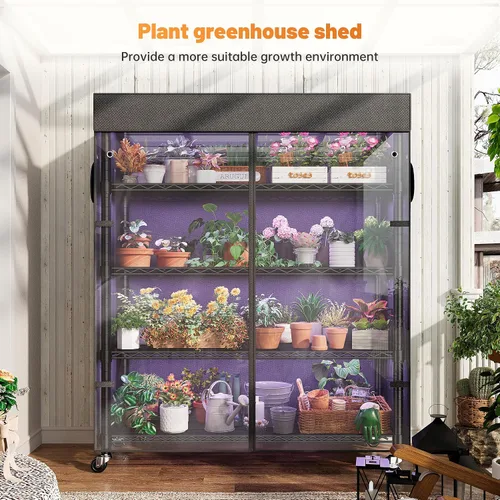 Miniatura 6 de REIBII Estantes de almacenamiento de 72.8 pulgadas de alto con cubierta y ruedas, estantería de alambre de metal resistente para despensa, cocina