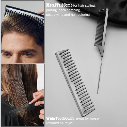 Miniatura 5 de SALON SILK Peine de pelo para hombres y mujeres, set de 8 peines profesionales para cabello mojado, rizado, natural, desenredante, para separar