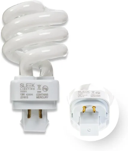 Miniatura 3 de Bombilla de luz CFL espiral T3 de 13 vatios, 4 pines, base G24Q-1, 4200K, 800 lm - Fluorescente compacta - Luz blanca cálida, paquete de 4