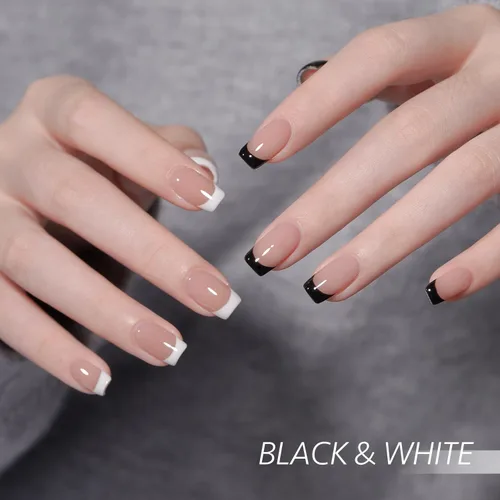 Miniatura 2 de GAOY - Esmalte de uñas de gel en blanco y negro, 2 piezas de 0.3 fl oz, diseño de pintura de uñas de colores clásicos con pincel fino, curado