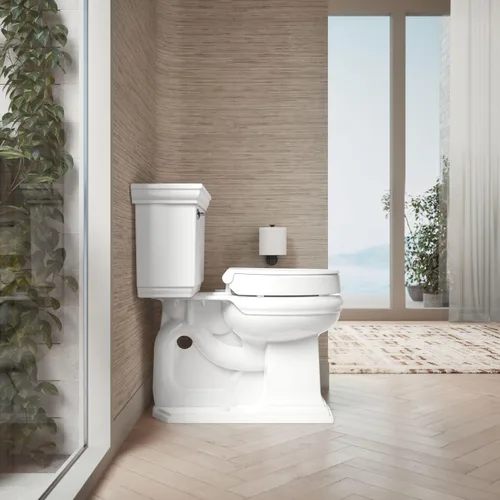 Miniatura 5 de KOHLER 25876-0 Hyten Asiento de inodoro redondo de cierre suave elevado de 3 pulgadas de altura, asiento contorneado con parachoques apretados