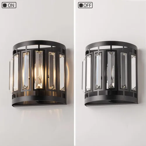 Miniatura 5 de Moderno aplique de pared de cristal 1xE26, lámpara de pared negra K9, lámpara de pared de cristal para pasillo, puerta, dormitorio, sala de estar