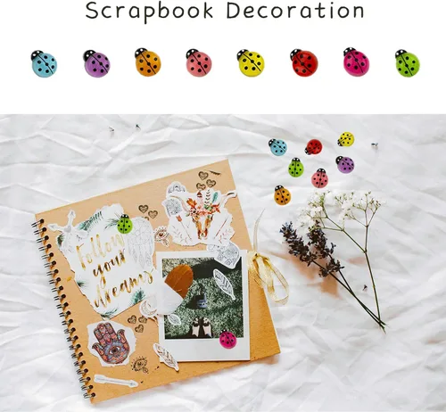 Miniatura 3 de 150 piezas de resina en miniatura que brillan en la oscuridad, adornos luminosos de mini mariquitas, decoración de mariquita de resina con parte