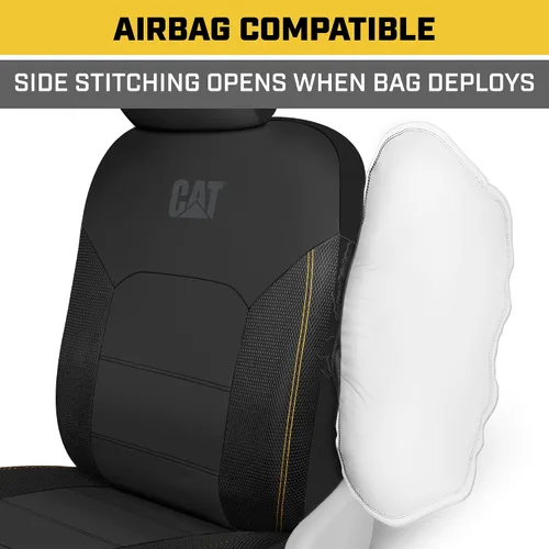 Miniatura 5 de Cat FlexHybrid - Fundas de asiento de automóvil, de piel sintética negra de alta calidad + fundas de asiento de malla para autos, camiones, SUV