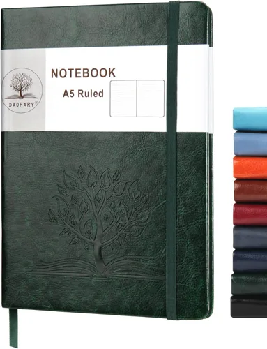 Miniatura 17 de Daofary Cuaderno A5 con rayas de cuero, 160 páginas, diario de 100gsm de papel grueso, tapa dura, con bolsillo, para trabajo, hombres y mujeres, 8.4