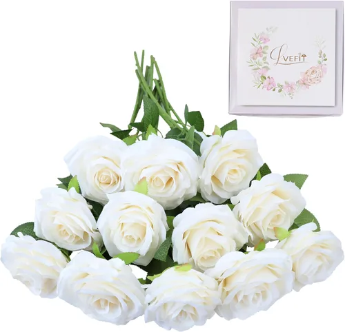 Miniatura 23 de LVEFIT 12 rosas artificiales de seda de color naranja quemado, ramo de rosas de seda de tallo largo para bodas, despedidas de soltera, fiestas