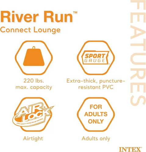 Miniatura 3 de INTEX 58854EP River Run Connect - Salón flotante inflable: cómodo respaldo - portavasos - asas de agarre - conectores fáciles de usar - capacidad