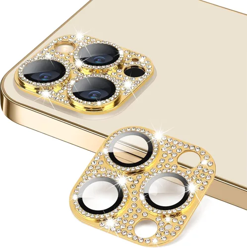 Miniatura 65 de Protector de lente de cámara diseñado para iPhone 12 Pro Max, con diamantes de imitación 3D con diamantes de imitación 9H, vidrio templado, Rosado