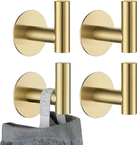 Miniatura 9 de JQK - Ganchos autoadhesivos para toallas cepillados, sin taladro, para adherir en la pared, para abrigos, batas y ropa, para baño, cocina, garaje