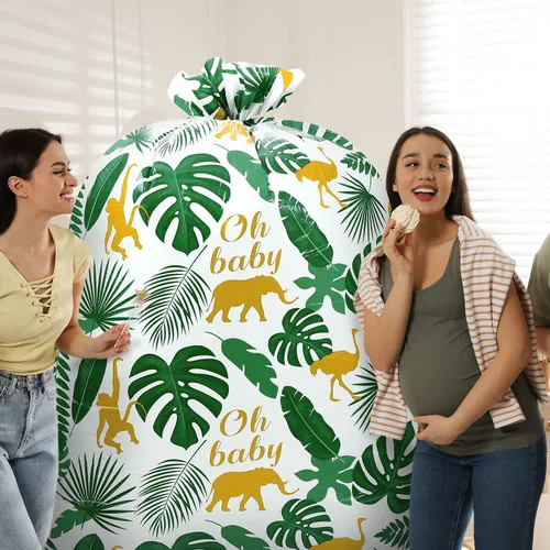 Miniatura 3 de Teling 2 bolsas de regalo extra grandes de 80 x 60 pulgadas para baby shower, selva, safari, animales, bolsas de regalo de plástico para regalos