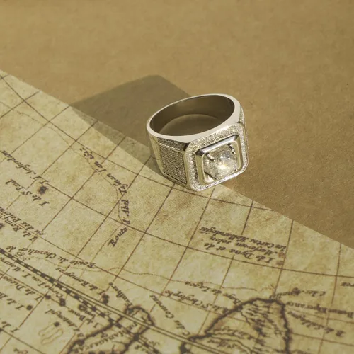 Miniatura 5 de Anillos de moissanita para hombre, 1 quilate de 0.256in, centro solitario, moissanita, anillo de boda para hombre, aniversario, cumpleaños, promesa