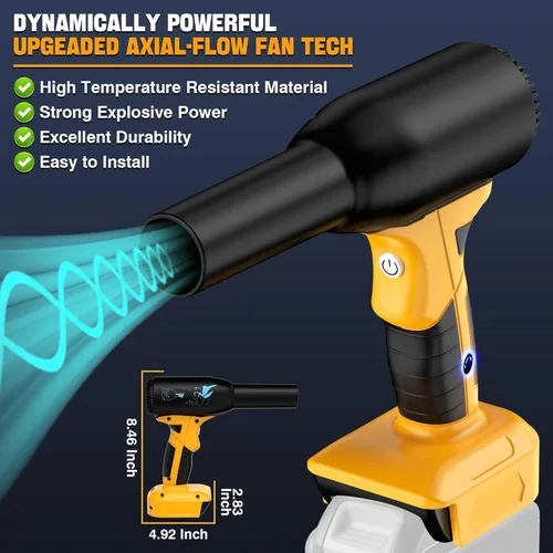 Miniatura 6 de Mini ventilador turbo de alta velocidad de 400 W para batería Dewalt de 20 V, ventilador inalámbrico violento portátil de 3 velocidades