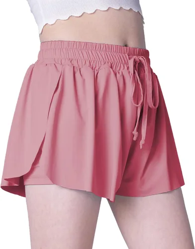 Miniatura 4 de Pantalones cortos fluidos con diseño de mariposa para niñas, pantalones cortos deportivos para niños pequeños y jóvenes con forro 2 en 1