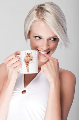 Miniatura 2 de Winston & Bear Taza de café con gato de jengibre escalador, divertida taza de café de cerámica atigrado naranja para los amantes de los gatos