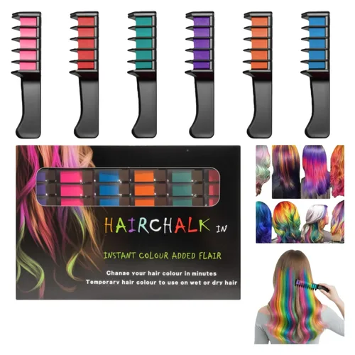 Peine de tiza de pelo festivo, 12 colores, peine de color de pelo instantáneo lavable de secado rápido, color temporal vibrante para todas las