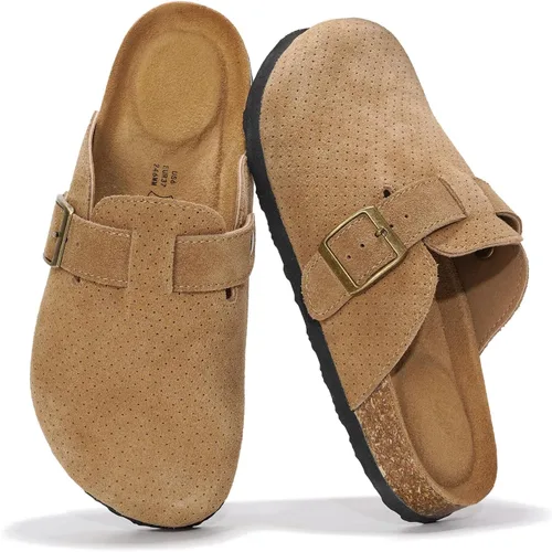 Miniatura 6 de Project Cloud Benton - Zuecos con plantilla de cuero genuino para mujer, pantuflas de espuma viscoelástica con soporte de arco, sandalias de moda