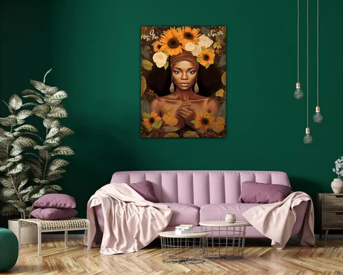 Miniatura 187 de Arte de pared afroamericano, decoración de rey y reina bailarín negro para sala de estar, arte de pareja de amor negro para dormitorio, lienzo