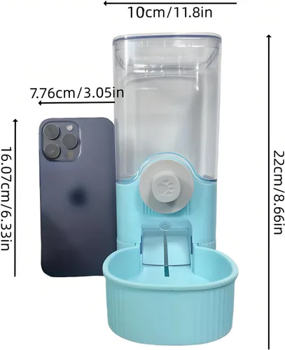 Miniatura 9 de GPY Juego de comedero automático para mascotas y dispensador de agua para colgar, alimentador automático para conejos y dispensador de agua para Azul