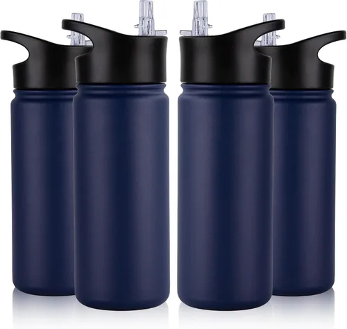 Miniatura 26 de Botella de agua aislada de 64 onzas con tapas de pajita y boquilla, jarra de agua de acero inoxidable de medio galón con mango de paracord, vacío