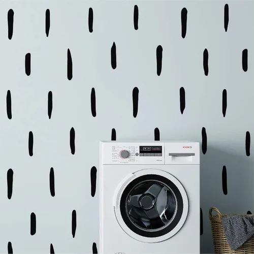 Miniatura 4 de Calcomanías de pared abstractas de vinilo negro de línea irregular gruesa, calcomanías bohemias modernas para despegar y pegar, 120 rayas verticales