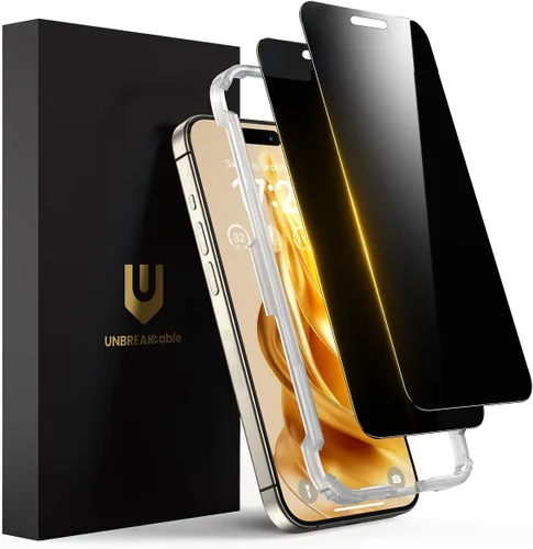 Miniatura 12 de UNBREAKcable Protector de pantalla de privacidad para iPhone 17 Pro, cobertura completa, vidrio templado inastillable, antiespía de 28°, dureza 9H