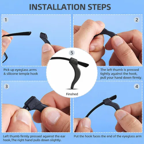 Miniatura 3 de 20 pares de empuñaduras para lentes, soporte antideslizante, cojín de silicona suave para orejas, retenedor de manga, ganchos para deportes, lentes
