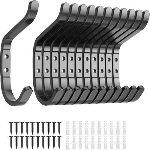 Paquete de 12 ganchos de pared para colgar abrigos/toallas, colgador de pared para mochila, ropa, sombrero, bolso y puerta, armario, baño,