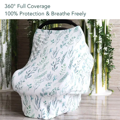 Miniatura 7 de DILIMI Funda de almohada de lactancia y funda para asiento de coche de bebé, hoja verde