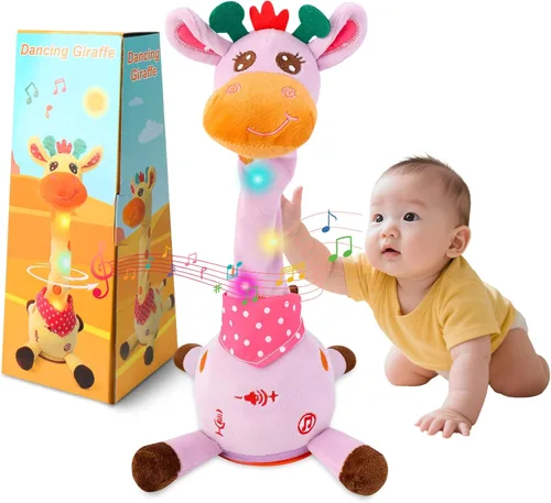 Miniatura 8 de JISONCASE Juguete para bebé de jirafa bailarina, volumen ajustable, juguete para repetir lo que dices, cantar imitando grabación, regalos educativos