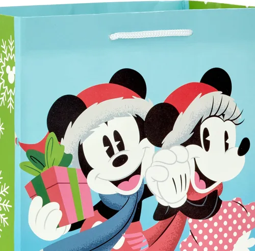 Miniatura 6 de Hallmark Bolsas de regalo de Navidad de Mickey y Minnie en varios tamaños (4 bolsas: 2 medianas de 9 pulgadas, 2 grandes de 13 pulgadas) para niños