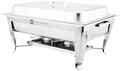 Miniatura 2 de Restaurantware Met Lux - Plato de 9 cuartos de galón, 1 bandeja de inducción lista para servir – Marco rectangular plegable de acero inoxidable