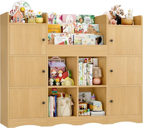 Miniatura 9 de FINETONES Estante para juguetes y almacenamiento de juguetes, estantería grande de 55 pulgadas para niños, organizador de juguetes y almacenamiento