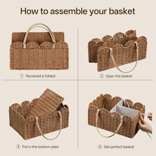 Miniatura 7 de HBlife - Organizador grande de pañales para bebé, cestas de almacenamiento de papel y cuerda para guardería con divisor extraíble, organizador
