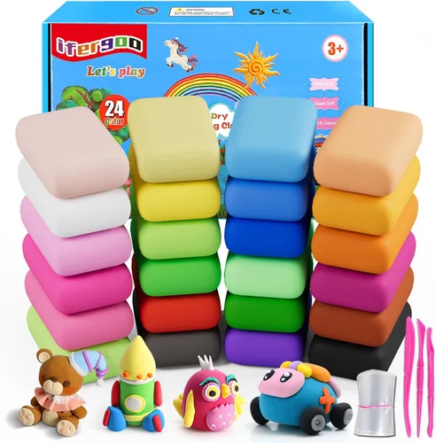 Miniatura 15 de ifergoo Arcilla seca al aire para niños, kit de arcilla para modelar animales, 6 diseños de animales con herramientas de escultura y tutoriales, Kit